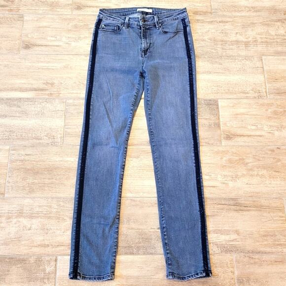 Fidelity Jeans Womens Size 27 Cher High Rise Slim Straight Piping Trim Blue Drop - Picture 1 of 9